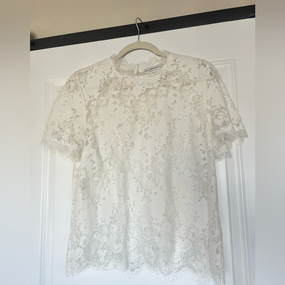 White lace boutique shirt- Large